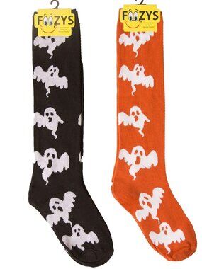 Womens Halloween Ghost Costume Knee High Socks 2 Pairs Cute Spooky Office School